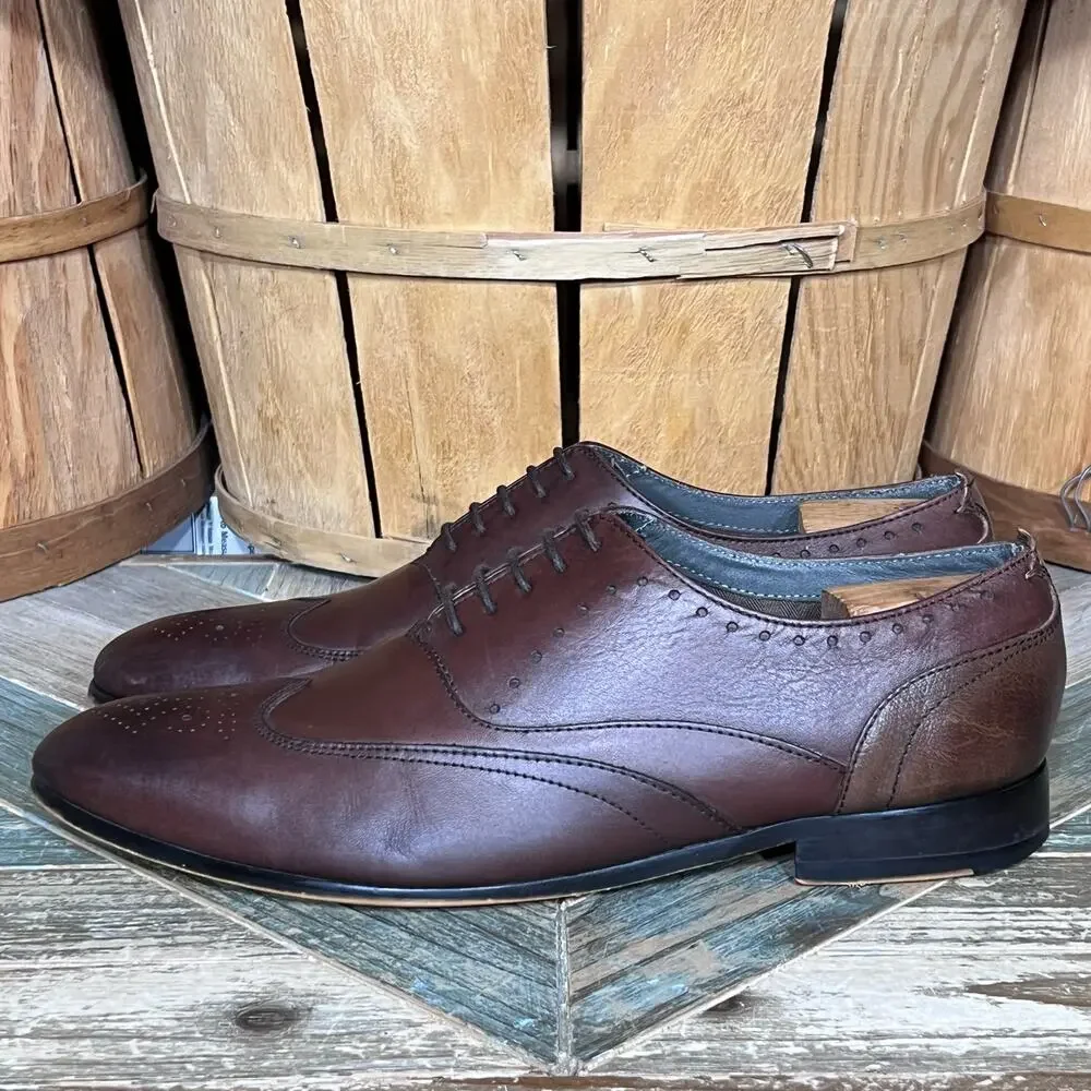 Ted Baker Yarrd 2 Wingtips Brown Leather Derby Oxfords Shoes Mens Size 11